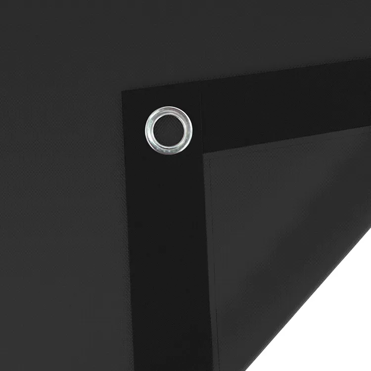 Black vinyl tarp with webbing