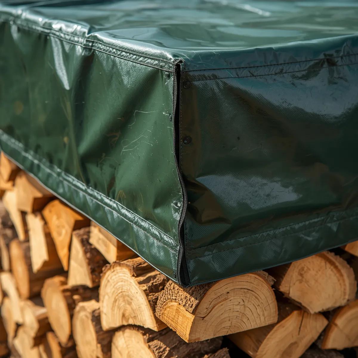 Close-Up of Smooth PVC Firewood Cover Material-