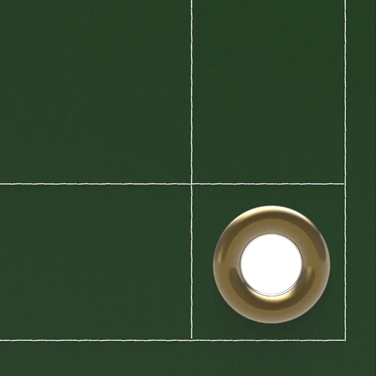 Green vinyl tarp with grommets.