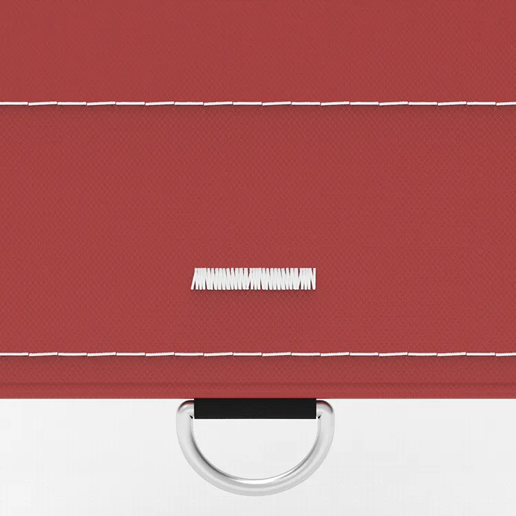 Red vinyl tarp with D-rings.