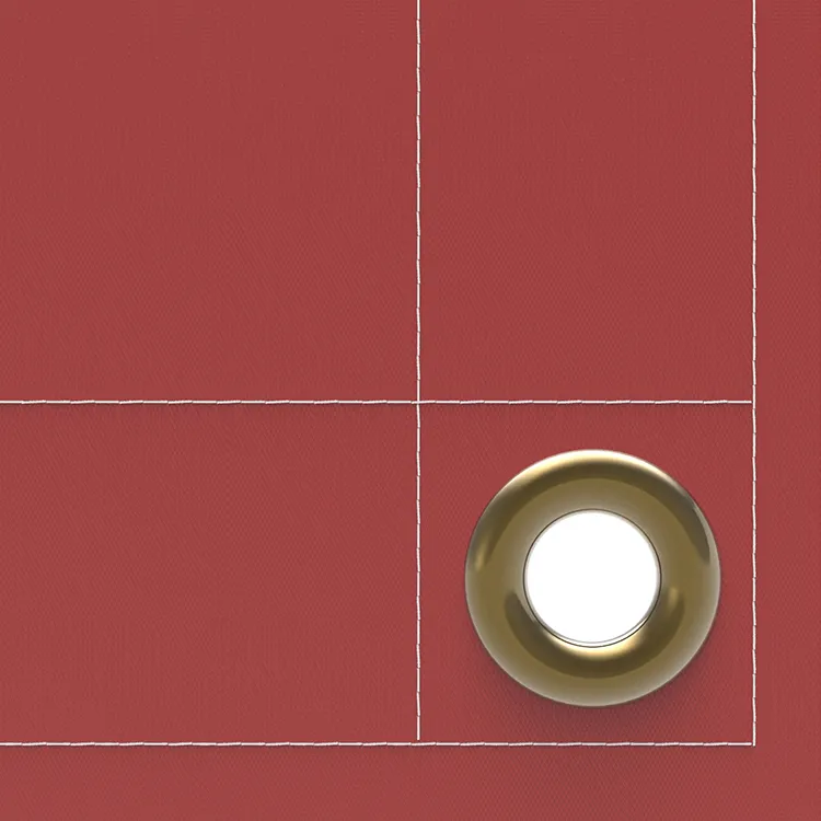 Red vinyl tarp with grommets.