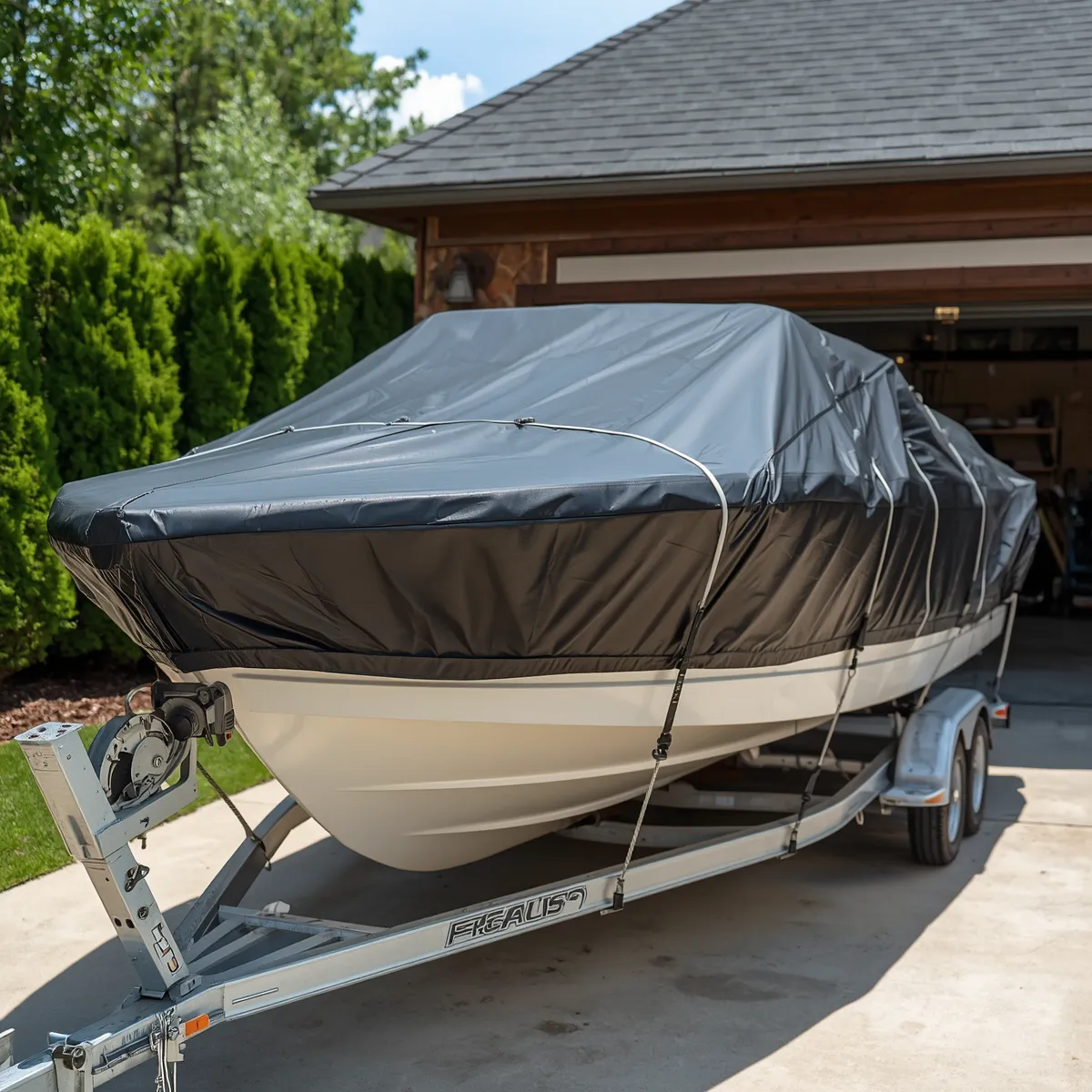 Small Boat Storage with PVC Tarp Cover-
