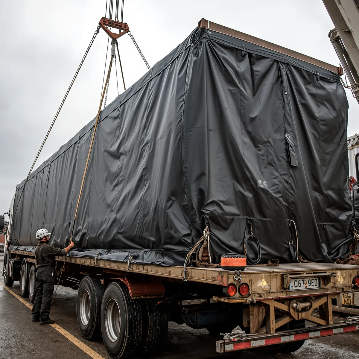 Steel Coil Tarp Securing Process-