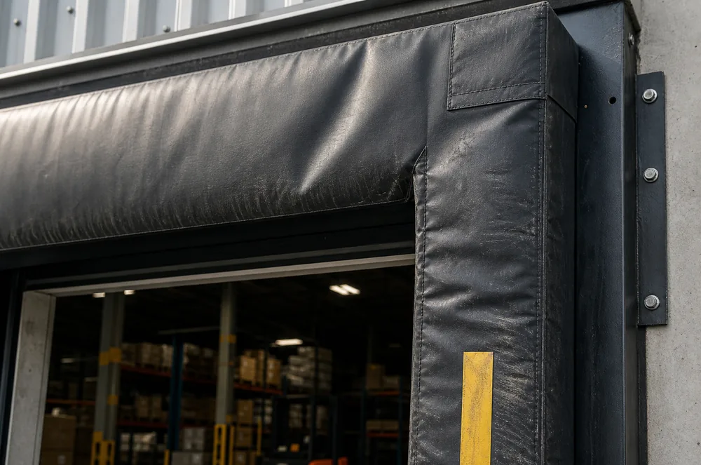 loading dock seal PVC wear fabric and reinforced foam pad detail