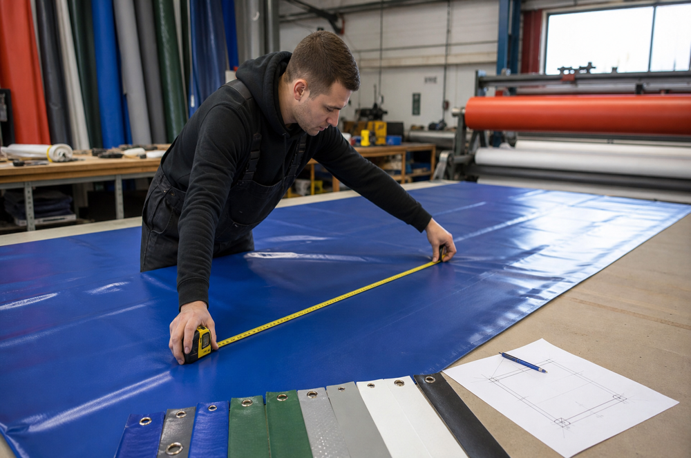 factory production measurement for custom debris tarp panels before bulk order