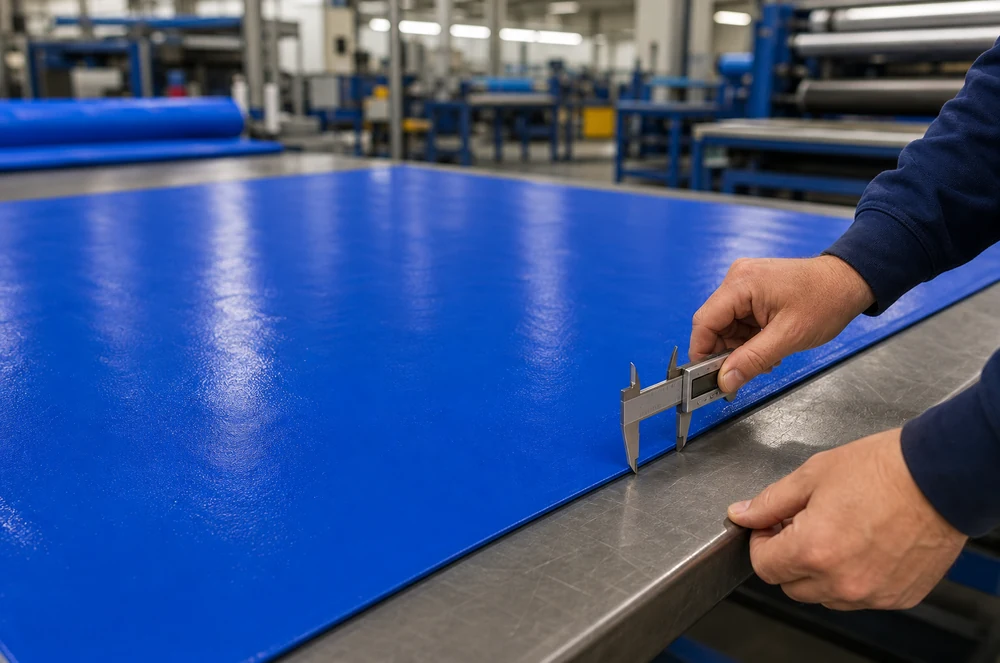 smooth PVC waterproof tarp material checked for thin edge and coating quality
