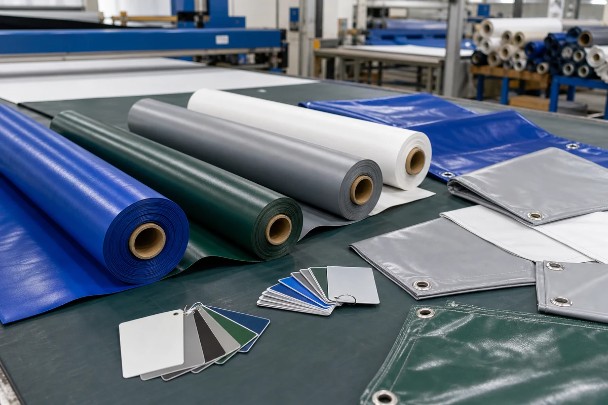 custom truck tarp fit checked with PVC tarp rolls and samples