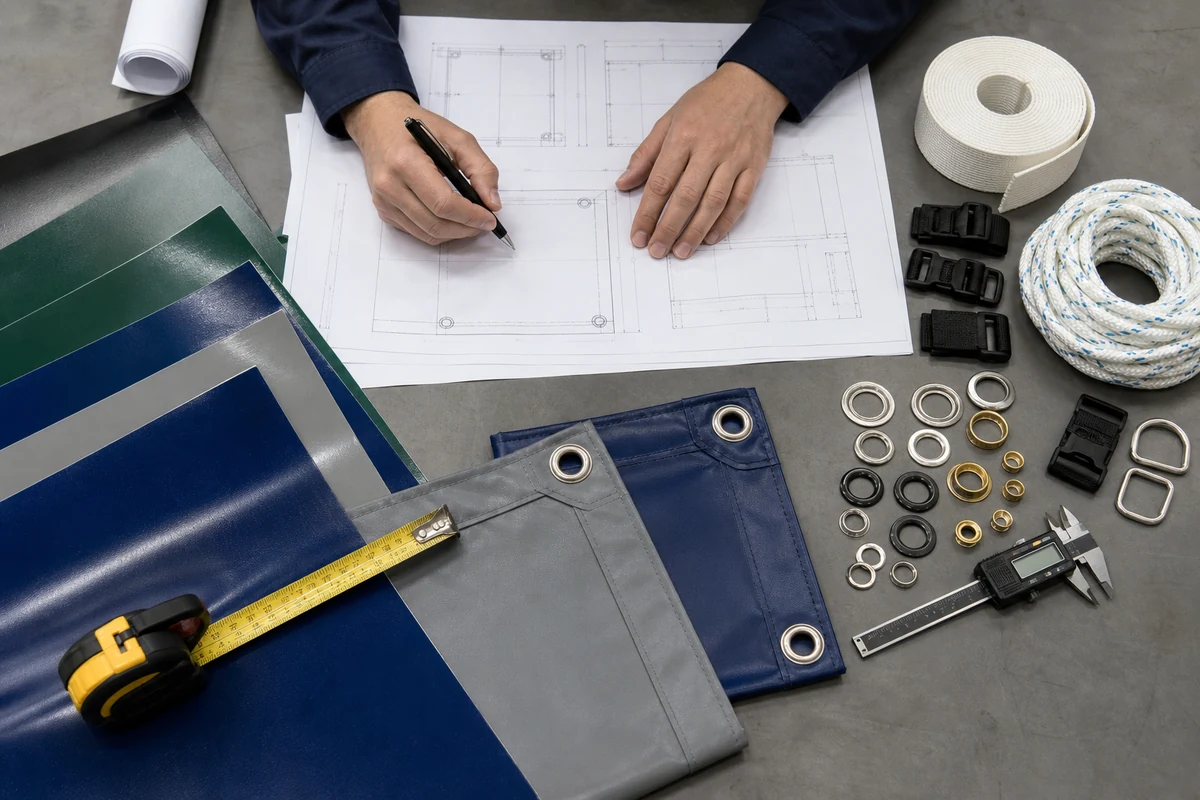 reinforced tarp edges with metal grommets and tie down hardware