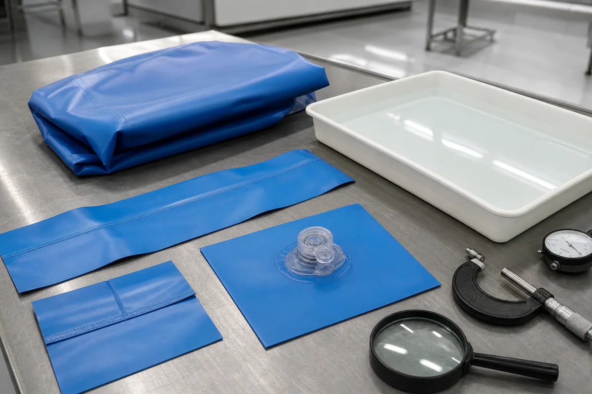 inflatable pool supplier QC evidence with seam samples and water holding check