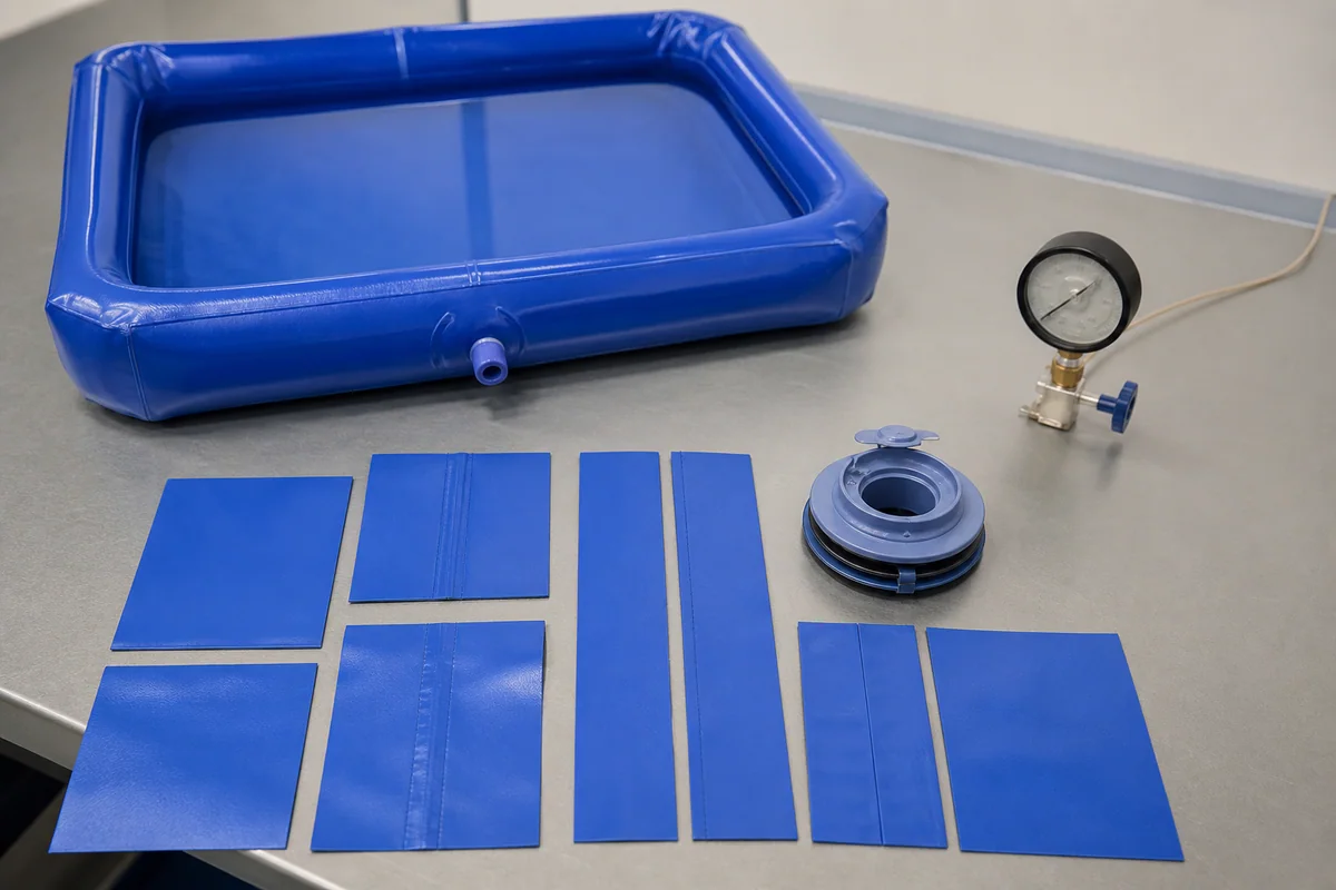 inflatable pool welding valve and water-holding test setup
