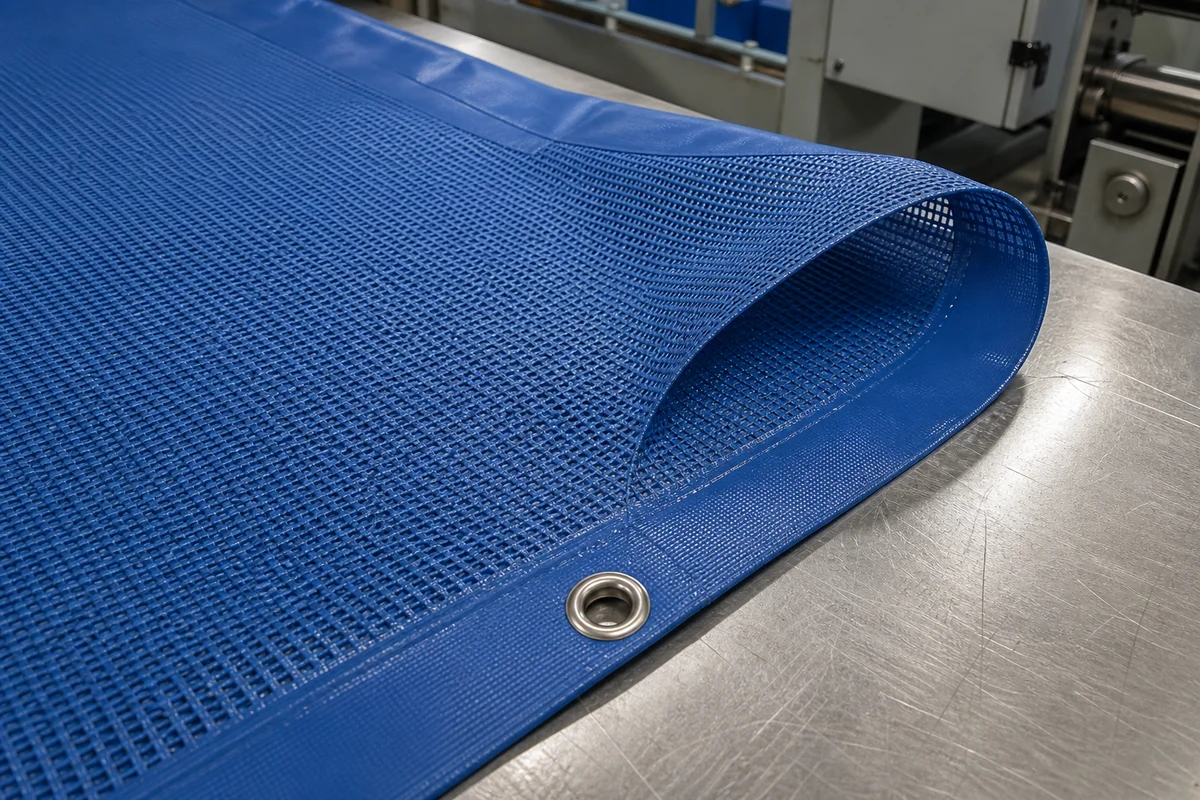 mesh pool cover fabric with reinforced edge