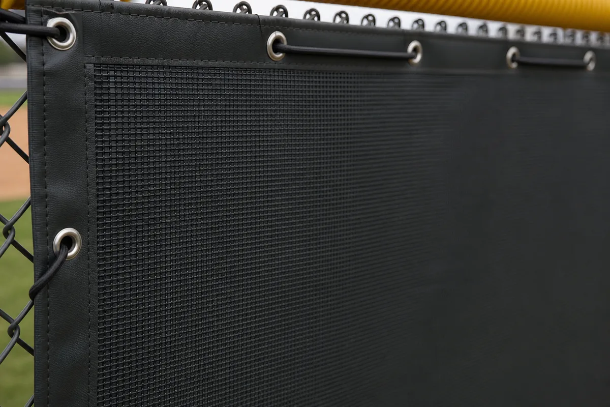 PVC-coated mesh panel for a batter's eye fence screen
