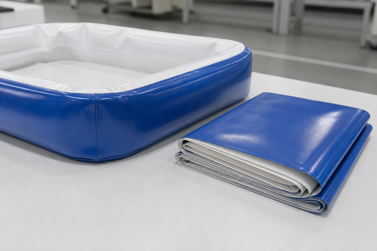 reinforced PVC inflatable pool chamber sample with welded seam