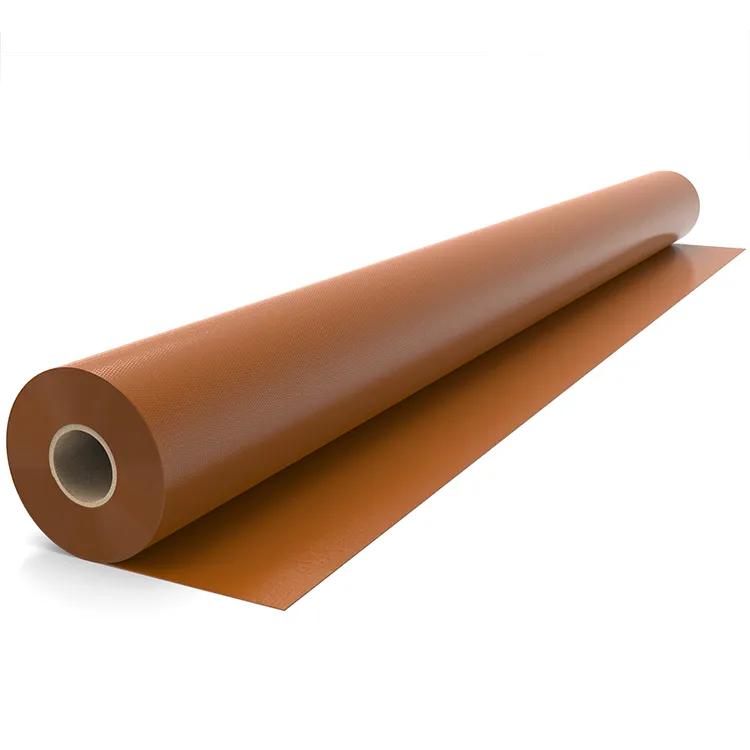 copper-brown-glossy-pvc-coated-fabric-roll-side-view