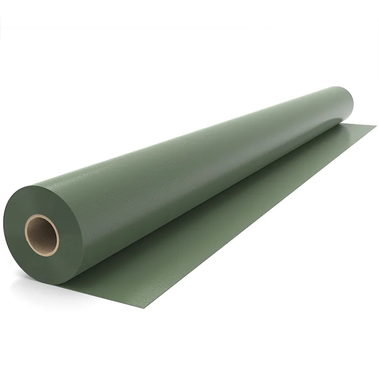 olive-green-glossy-pvc-coated-fabric-roll-side-view