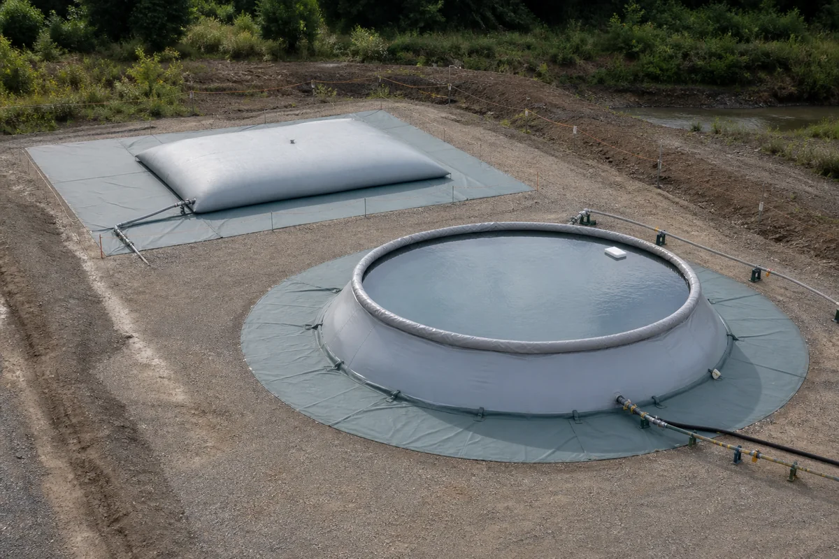 Pillow tank and onion tank site footprint and deployment clearance