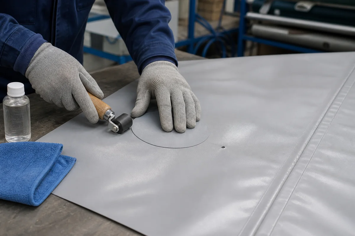 Controlled field patch repair on an isolated pillow tank panel puncture
