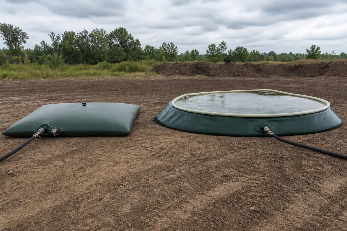 Pillow tank and frameless onion tank comparison for temporary water storage