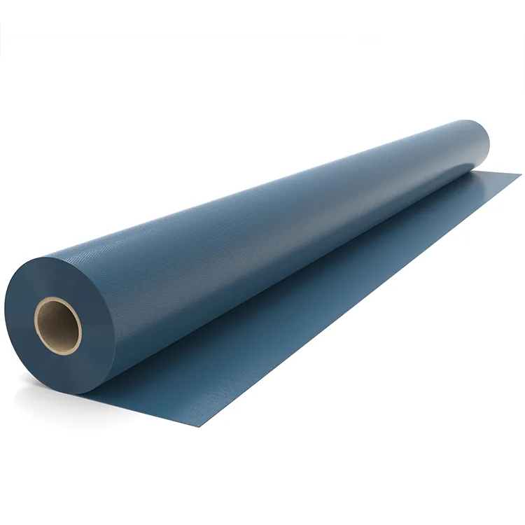 steel-blue-glossy-pvc-coated-fabric-roll-side-view