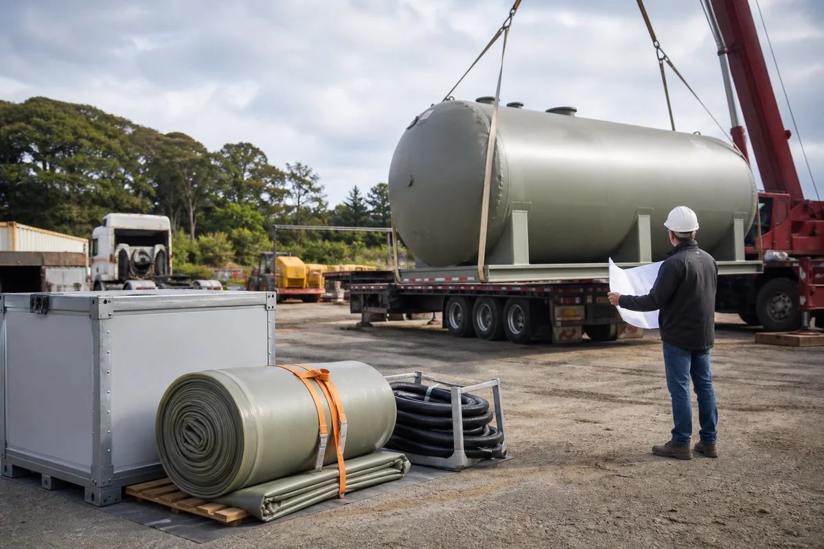 Temporary water tank project cost planning for freight lifting and site work