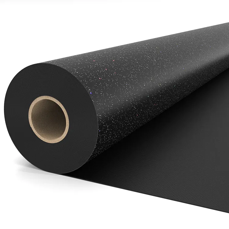 Black galaxy printed PVC tarpaulin roll front view