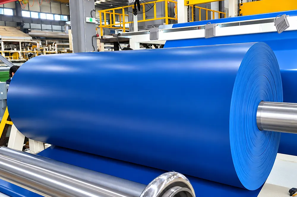 blue-coated-fabric-roll-winding-line
